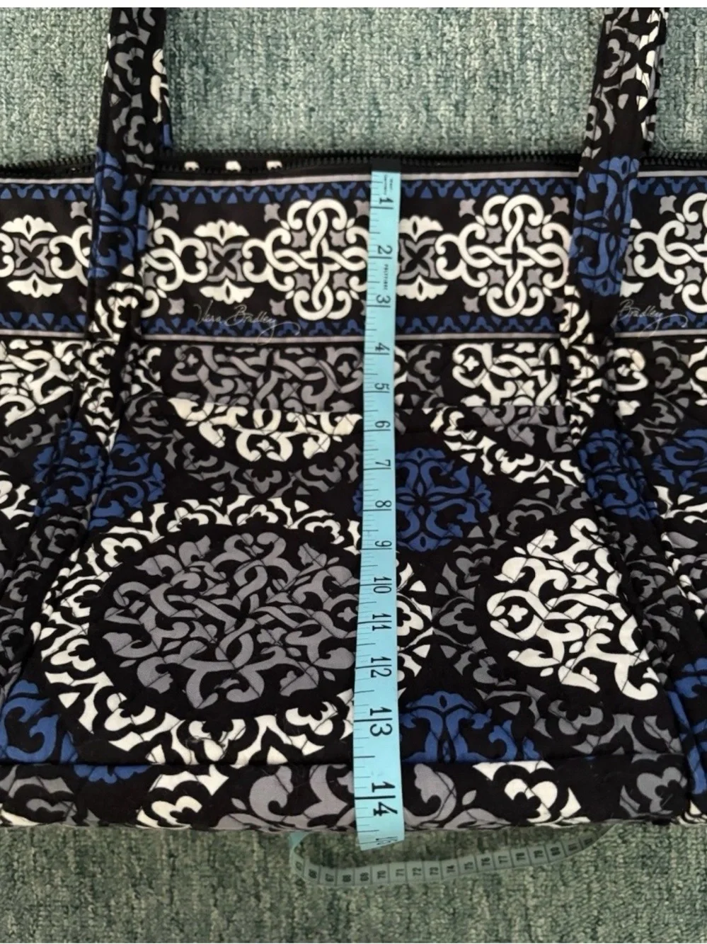 Vera Bradley set of 2 Canterberry Cobalt Large Tote Bags Zip Travel & Shoulder